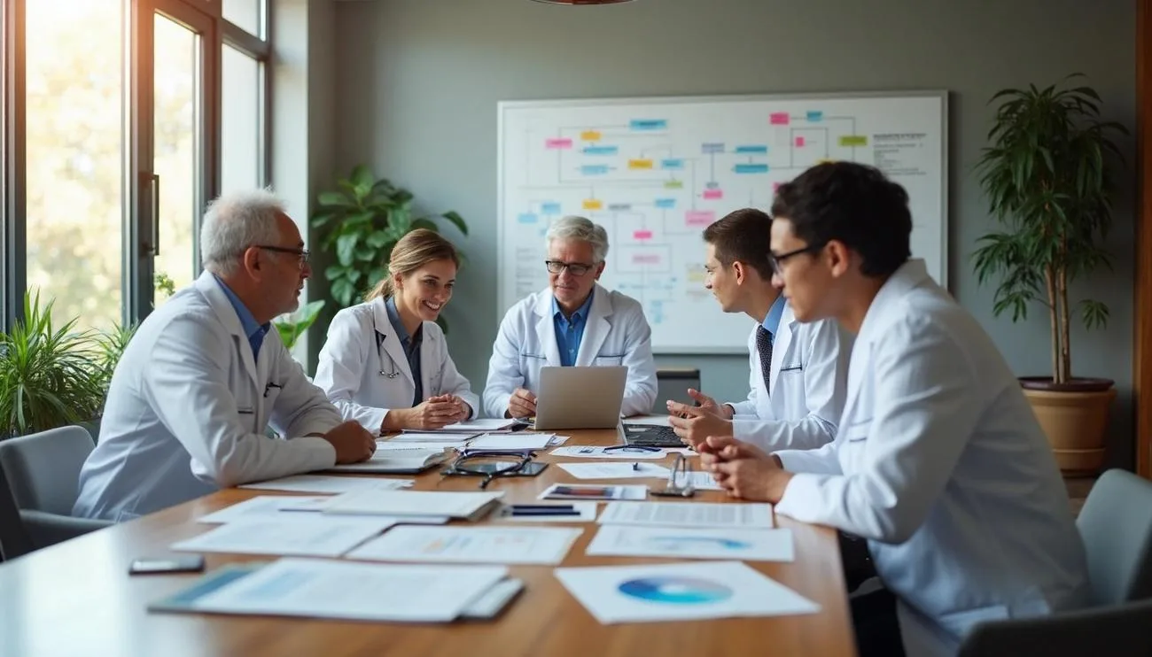 Medical review board discussing clinical content standards